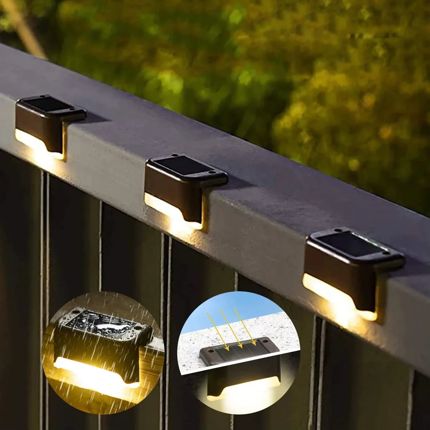 Waterproof Solar Stairs Light Outdoor LED Step Lamp Solar Powered Lighting for Deck Fence Pathway Railing Yard Garden Decoration