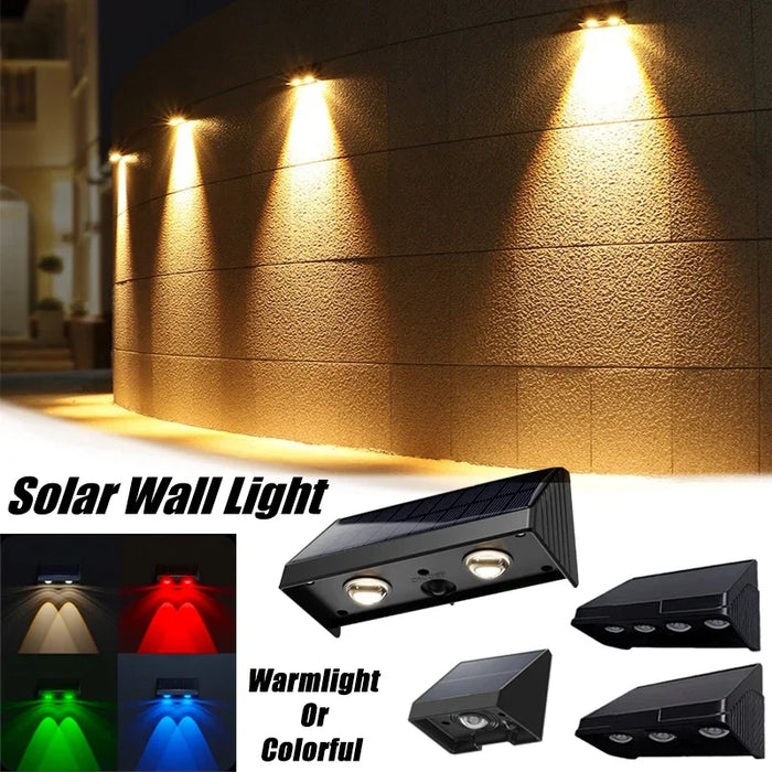 Solar Wall Light Outdoor LED Lamp Waterproof 1/2/3/4LED Beads Solar Powered for Porch Balcony Countyard Wall Fence Decortions