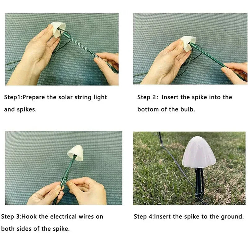 Solar Lights String Mushroom Lawn Fairy Lights LED Solar Lamps Outdoor For Garden Patio Terrace Path Landscape Decoration Lamps