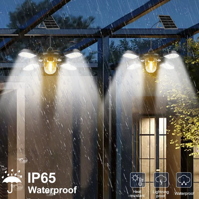 Solar Lights Indoor Outdoor Solar Pendant Light 180/228 LED Shed Lamp Motion Sensor with Remote IP65 Waterproof Barn Gazebo Yard