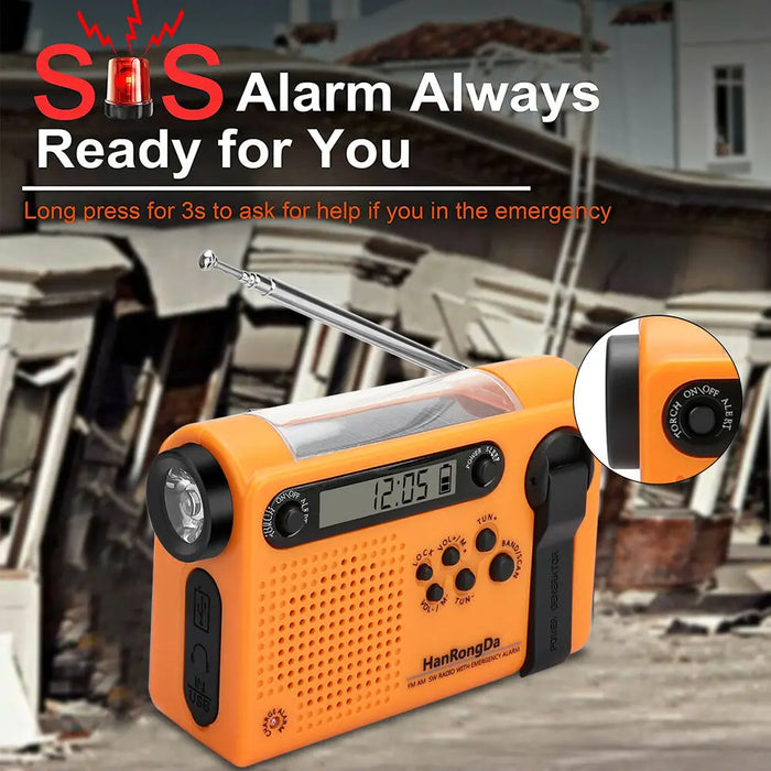 Portable Solar Hand Crank Radio 3 In 1 2000mAh Power Bank Phone Charger Flashlight Emergency Radio AM/FM/SW Weather Radios