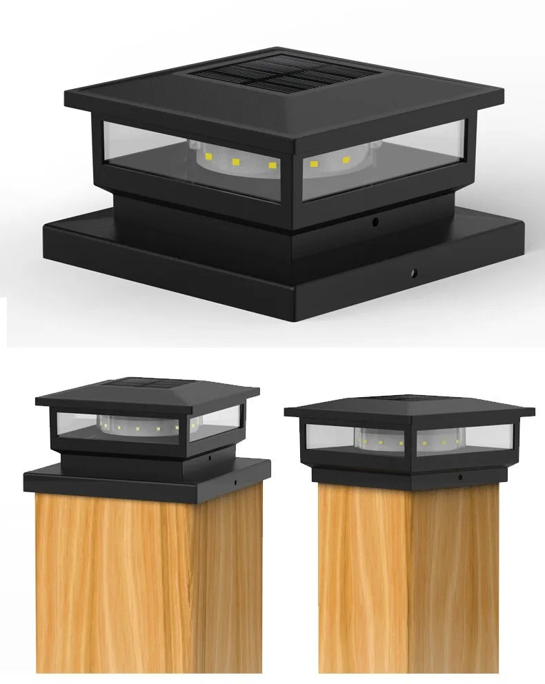 Solar Light Outdoor Waterproof Solar Post Light Villa Column Lamp Fence Gate Pillar Head LED Lamp For House Gate Patio Garden