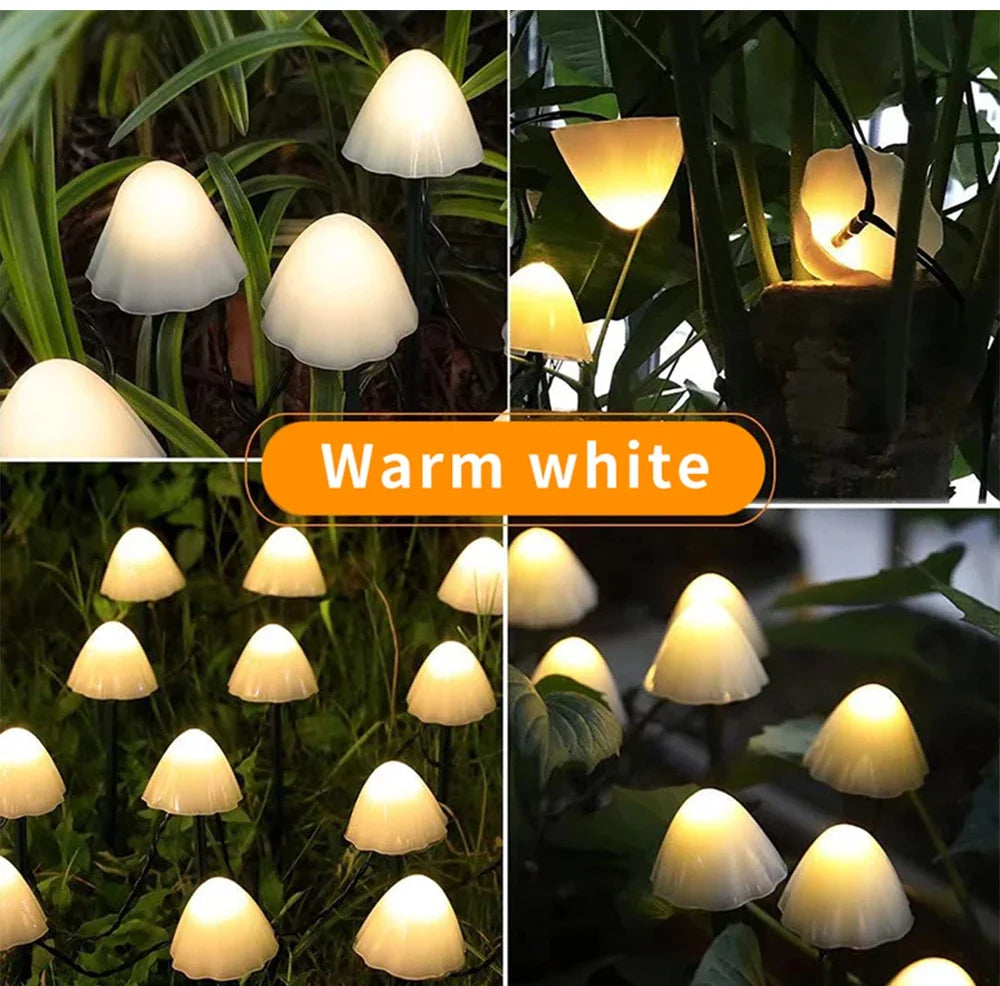 Solar Lights String Mushroom Lawn Fairy Lights LED Solar Lamps Outdoor For Garden Patio Terrace Path Landscape Decoration Lamps