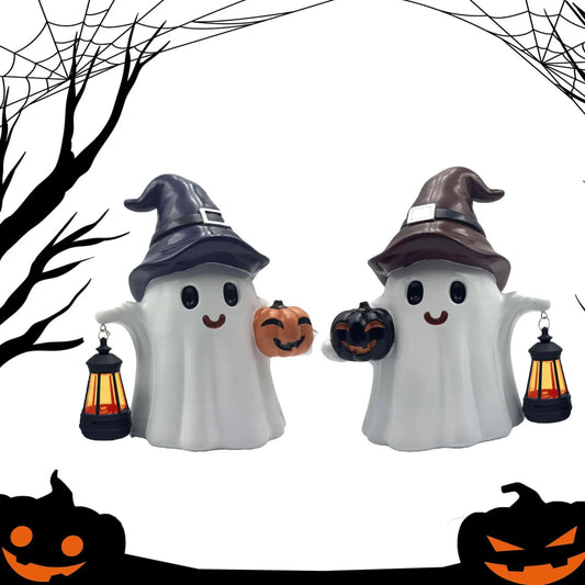 Halloween Ghost Lantern Ornament Solar Powered Design Light Nightlight Garden Sculpture Lights Cute Yard Holiday Decorations