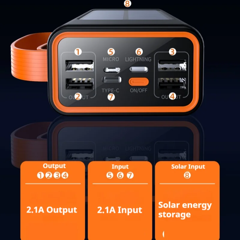 90000mAh Large Capacity Portable Power Bank with Solar or Camping Light Function Fast Charging External Backup Battery