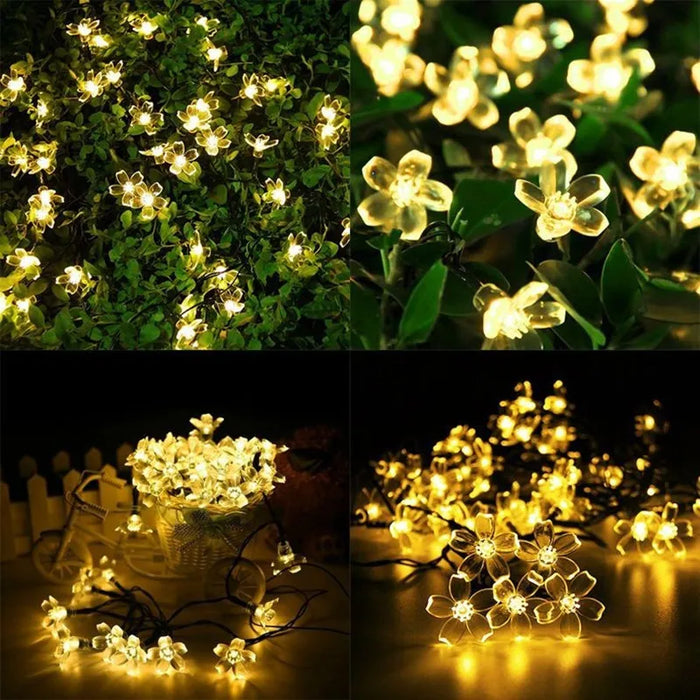 5M Purple Solar Flower String Lights Fairy LED Lights String Decorative Outdoor Lighting For Home Garden Holiday Decor