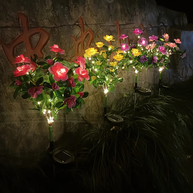 Solar Garden Lights Wild Flower Chrysanthemum Stake Lawn Lamp Waterproof Garden Butterfly  Lamps Yard Art for Home Decoration