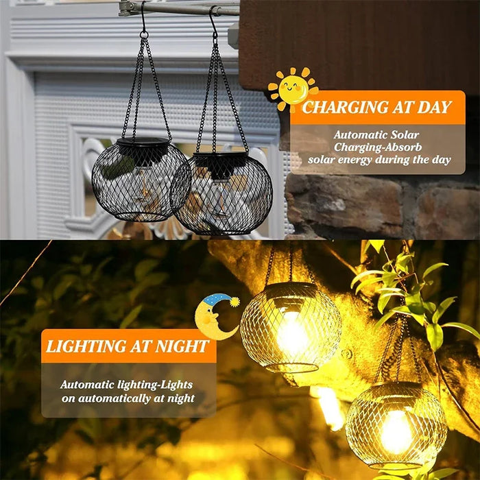 Solar Lantern Led Light 3000K Garden Lamps Auto On/off Sensor Lights Outdoor Waterproof Patio Yard Decoraiton Decoration Hanging