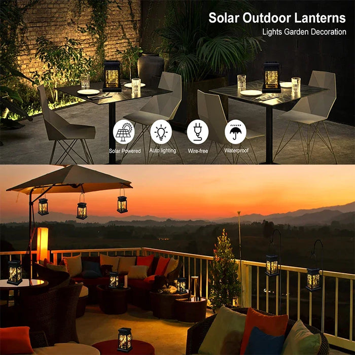 Solar Lantern Outdoor Garden Hanging Lanterns Waterproof LED Mission Lights For Table Party Decorative Patio Yard Lawn