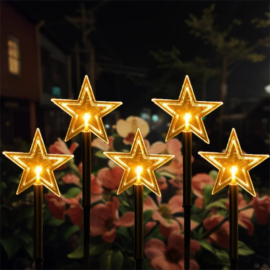 Solar Christmas Pathway Lights 5 Pack Solar Christmas Decor Star LED Lights Outdoor Waterproof Stake Lights Garden Walkway 731