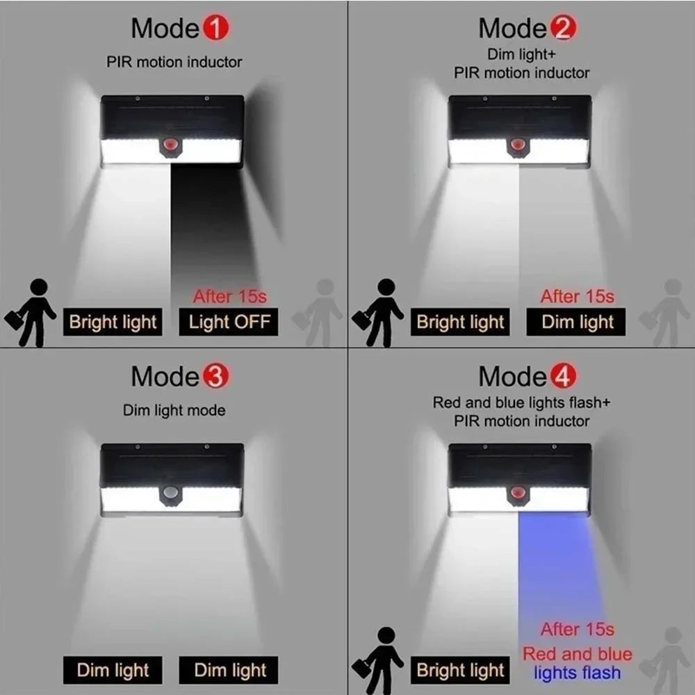 1PC Solar Wall Lights 190LED Outdoor Solar Wall Lamp PIR Motion Sensor Solar Decor Street Lamp IP65 Waterproof Garden Wall Light