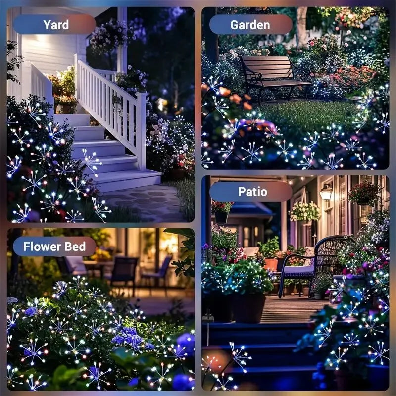 1PC Solar LED Floral Firework Garden Lights Outdoor Waterproof Lawn Lamp,Landscape Lighting For Yard,Terrace,Balcony，Path,Park