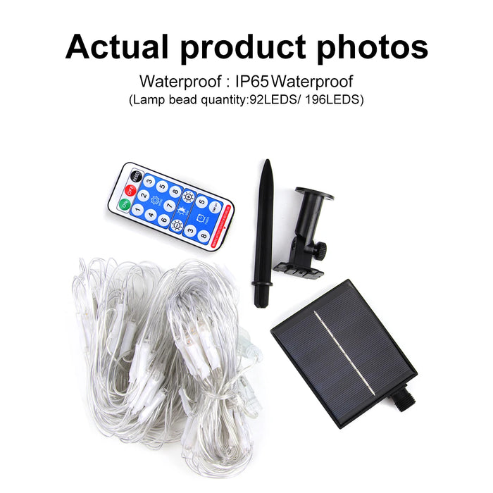 1pc Solar Net Lights Bush Net Lights Mesh Lights 8 Modes Remote Control Auto On/Off Outside Twinkle Lights For Patio Wall Roof