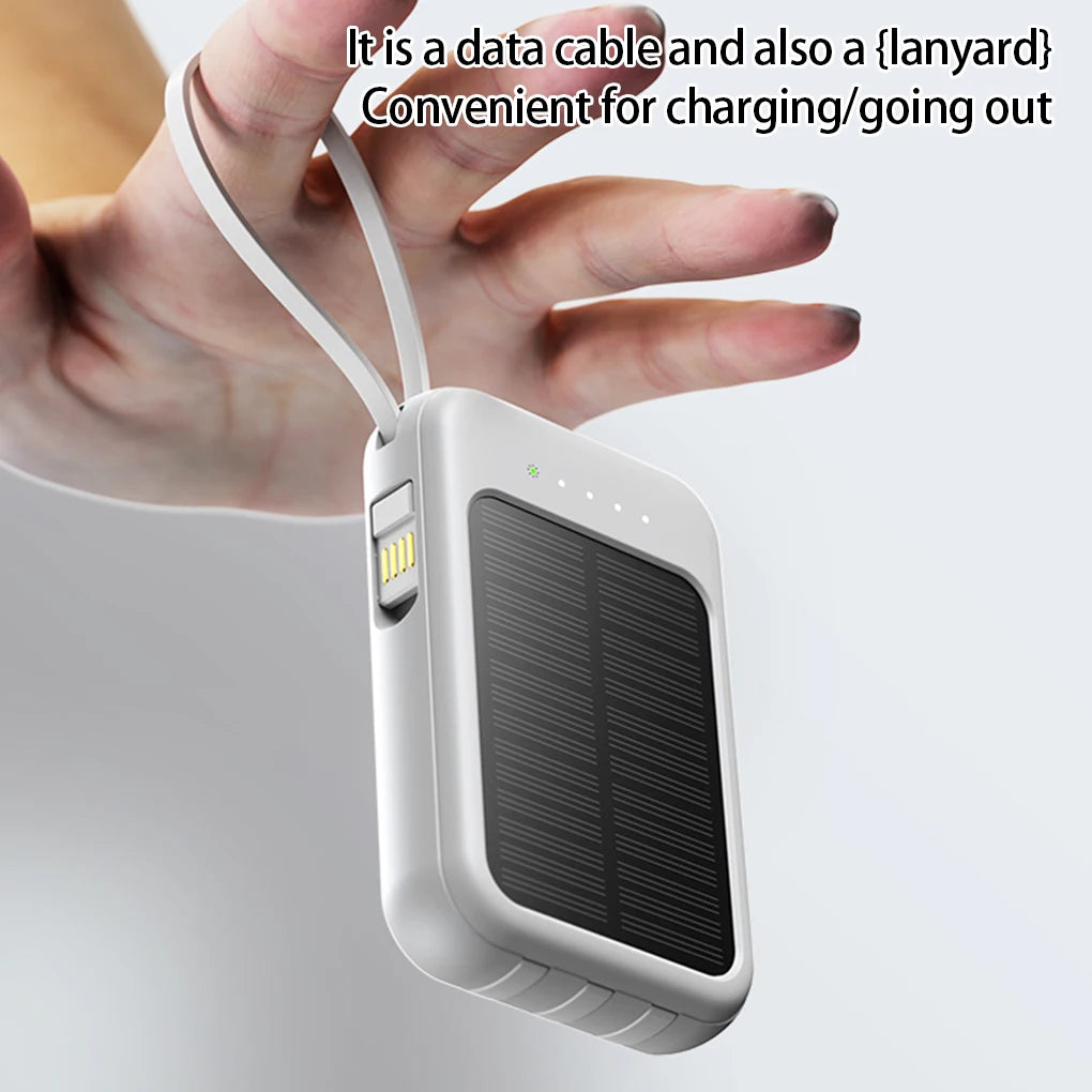 20000mAh High Capacity Solar Power Bank External Charger Powerbank LED Light New Solar Charger Built Cables 2 USB Ports