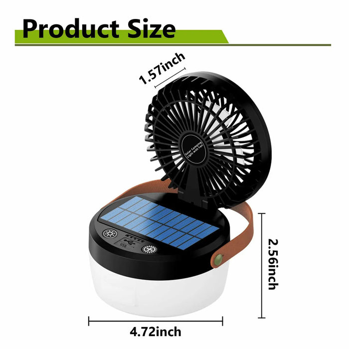 Solar Camping Fan Rechargeable Camping Light, Folding Portable Solar Outdoor Lights with USB Output for Camping Tent, Mountain,