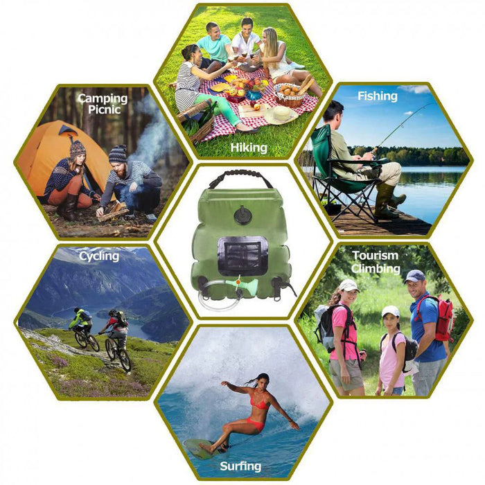 Camp Supplies Solar Heat Concentration 20L Outdoor Camping Bath Bag Portable Nature Hike Equipment Gadgets Novelty Hiking