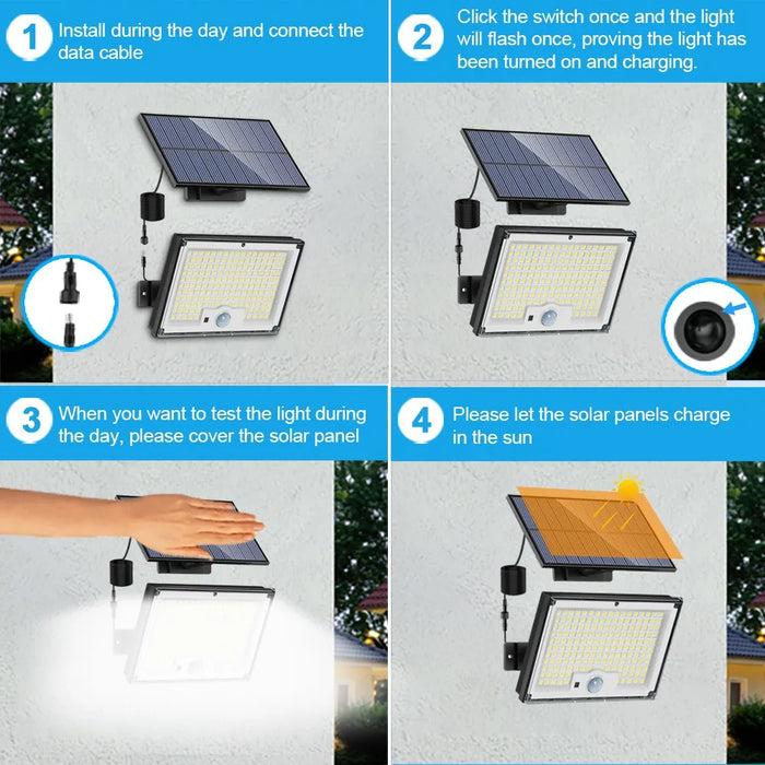 Solar Outdoor Lights 172LED 3Modes Split Motion Sensor Outdoor Lights Waterproof 318 LED Solar Flood Lights Yard Patio Garden