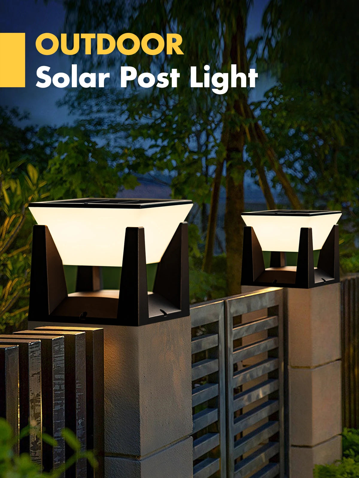 Outdoor Solar Post Light Solar Pillar Lights Modern LED Fence Deck Cap Lamp IP65 Waterproof Landscape Column Lighting for Flat