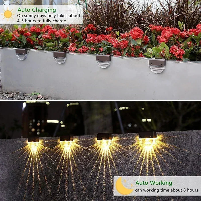 Solar Deck Lights Fence Lights Outdoor Step Lights Waterproof Solar Lights for Railing Stairs Step Fence Yard Patio and Pathway