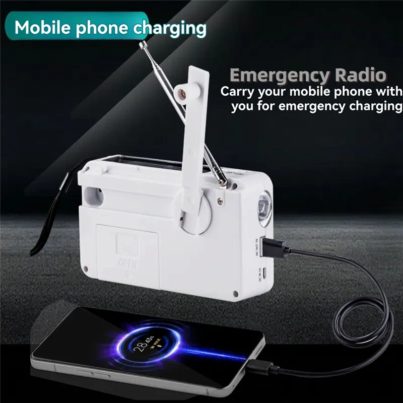 ABUO-FM/AM Radio Solar Hand Crank Self Powered Radio Multifunctional Portable Emergency Radio With Flashlight