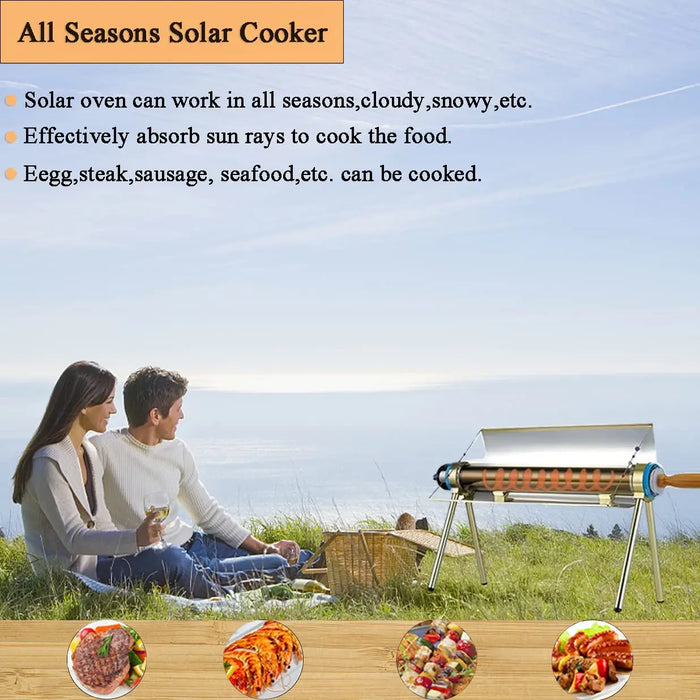 HELIOTEC Solar Cooker Oven BBQ Grill Portable Stove for Outdoor Camping and Traveling Picnics