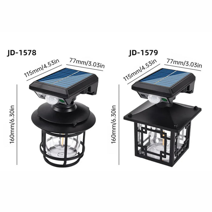Retro Solar Motion Induction Wall Lamp Outdoor Waterproof 3 Lighting Modes Decoration Wall Light for Courtyard Garage Garden ﻿