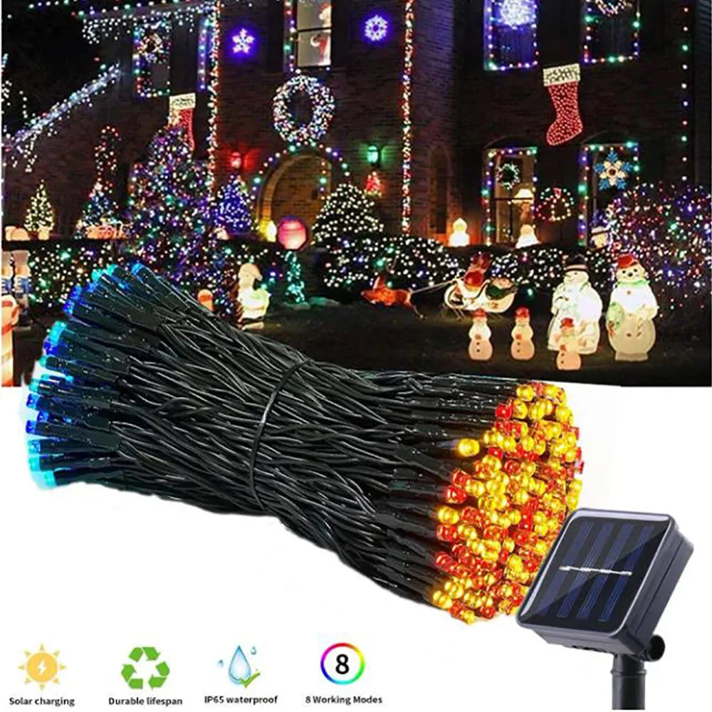 Solar Powered Outdoor Fairy Lights IP65 Waterproof 8 Lighting Modes Suitable for Christmas Decoration Wedding Decoration