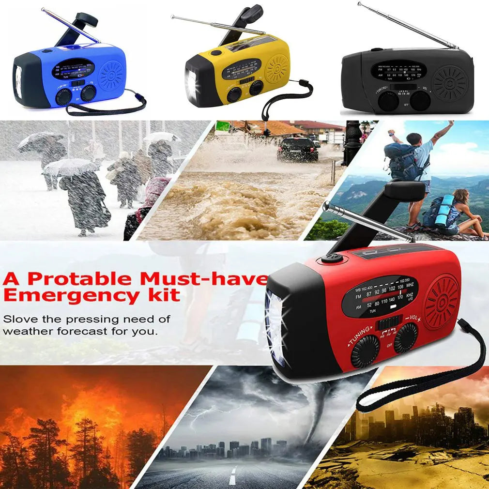 AM/FM/NOAA Emergency Weather Radio Hand Crank Solar Weather Radio Portable Power Bank with Solar Charging Battery