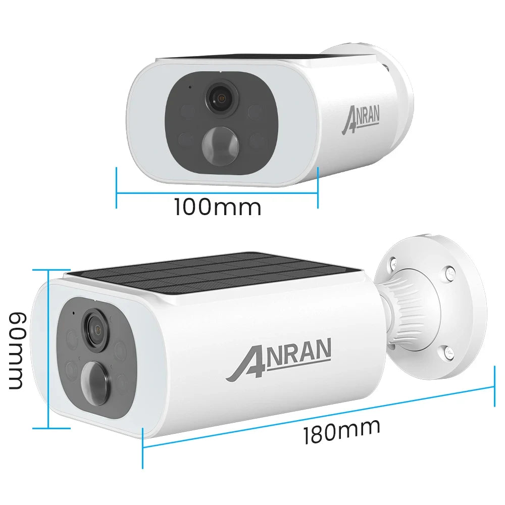 ANRAN Outdoor Solar Security Camera with Battery 3MP 2.4G WIFI Camera Battery Cloud Storage Color Night Vision Can't Add NVR