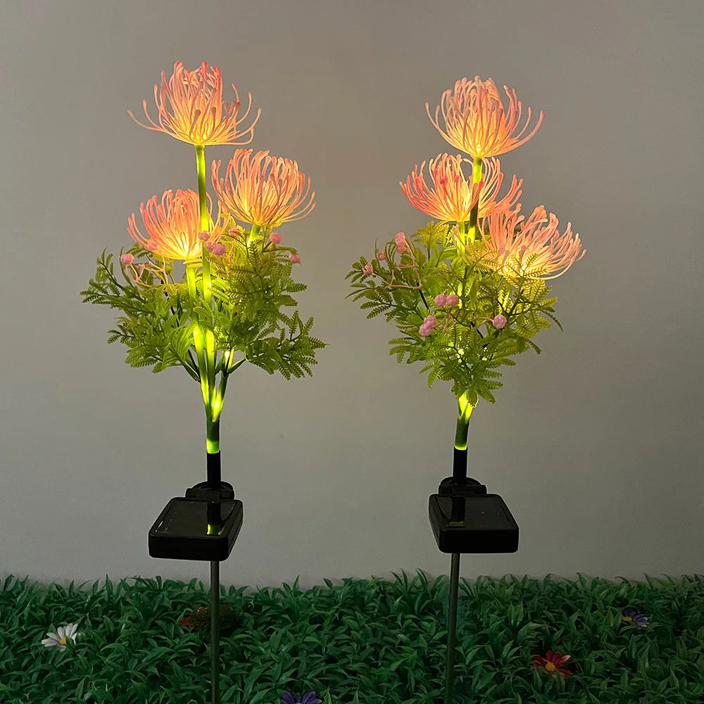 2pcs Solar Garden Lights,  Solar Flowers Lights with Glowing Flowers & Stems Solar Panel Landscape Light LED Solar Stake Lights