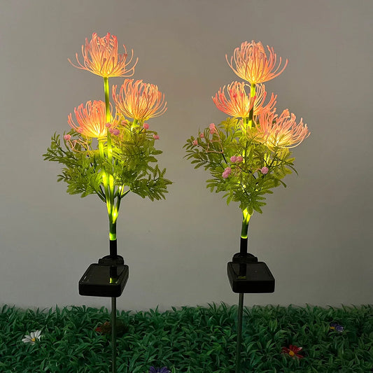 2pcs Solar Garden Lights,  Solar Flowers Lights with Glowing Flowers & Stems Solar Panel Landscape Light LED Solar Stake Lights