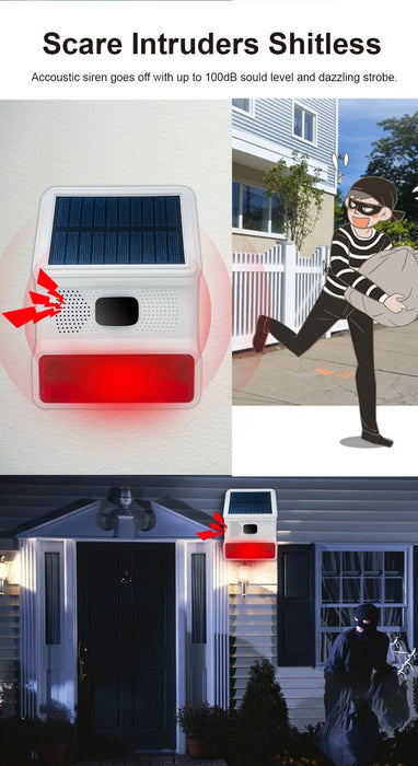 Solar Power  Wireless Sound&Light  Siren Alarm  Burglar Alarm System Home Security  Door Window Alarm Sensor