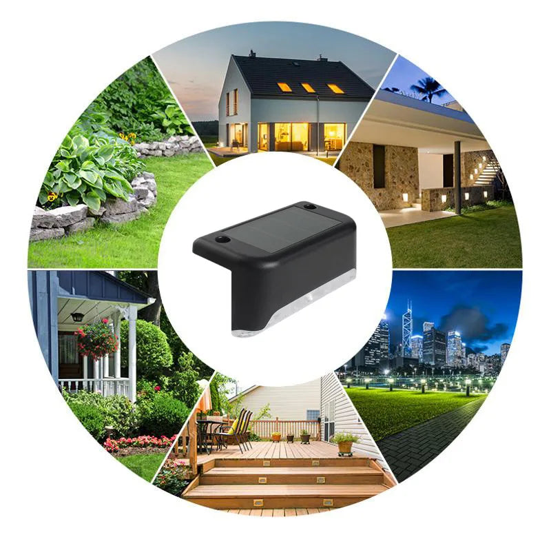 Solar Powered Step Lights Outdoor Fence Lights Waterproof Staircase Step Lights Courtyard Railings Balcony Decorative Wall Light