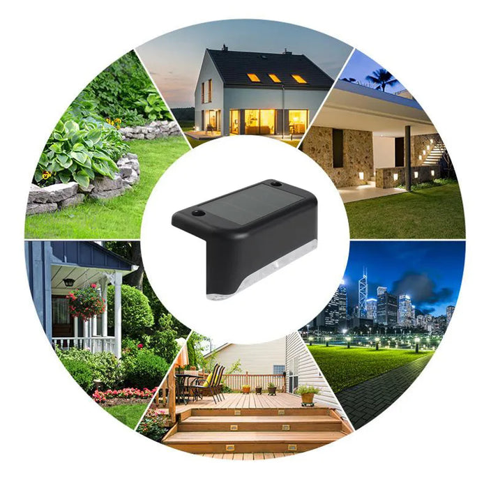 Solar Powered Step Lights Outdoor Fence Lights Waterproof Staircase Step Lights Courtyard Railings Balcony Decorative Wall Light