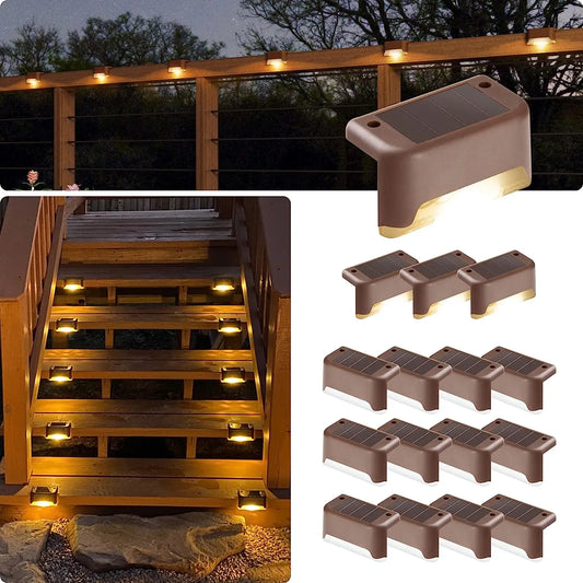 16 Packs of Solar Deck Lights for Outdoor, Solar Step Lights, Waterproof, Led Solar Lights for Outdoor Deckers, Stairs, Fences, Courtyard Flower Beds and Terraces