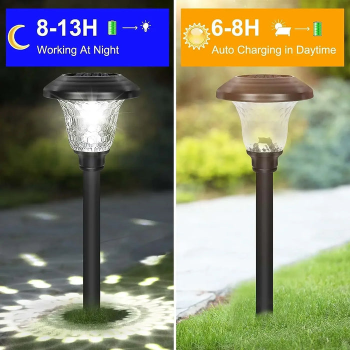 Solar Pathway Lights Outdoor Solar Yard Lamp Warm Lighting IP65 Waterproof LED Auto On Off Solar Lights for House Garden Path