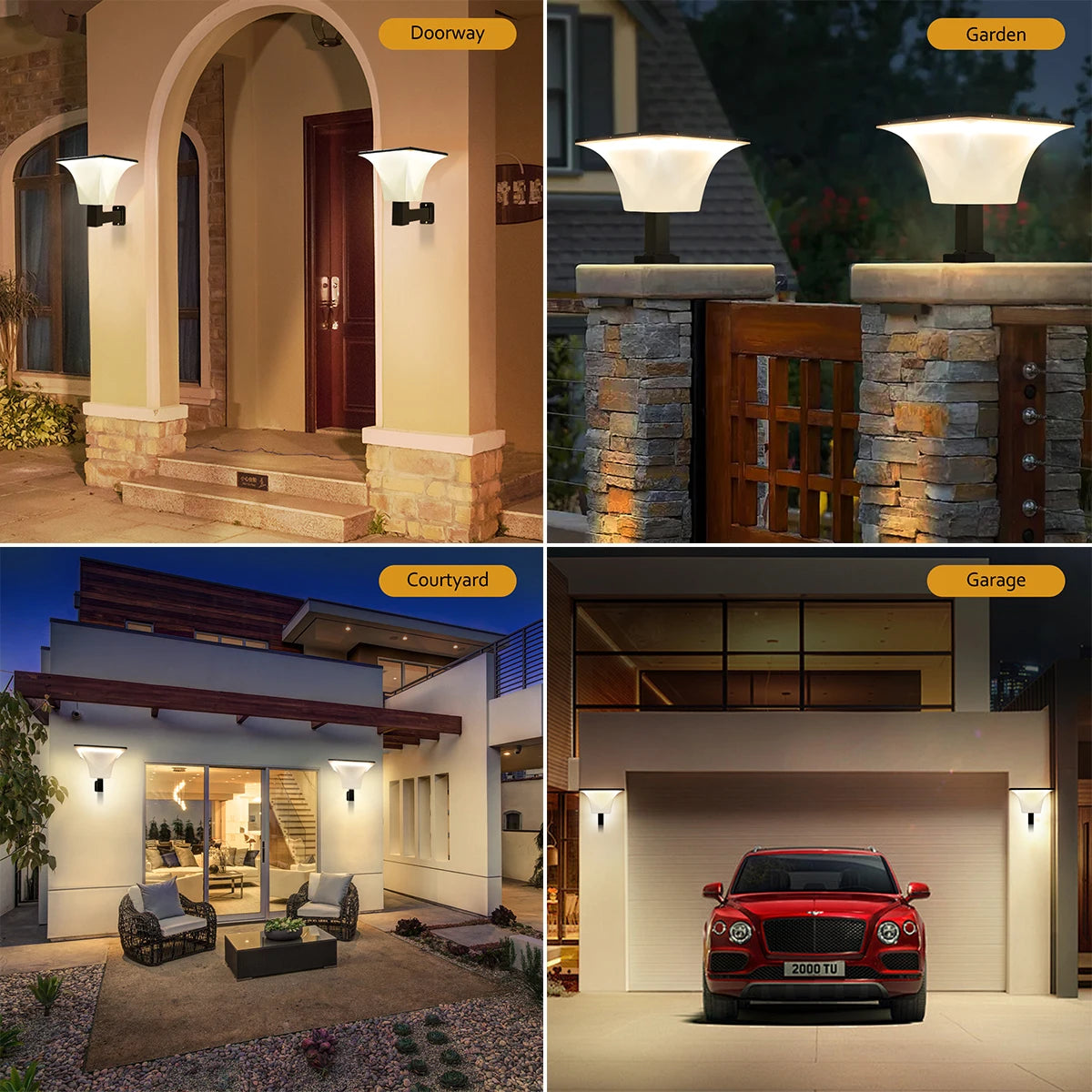 Solar Lights Outdoor 4 Modes Post Cap Wall Mounted Solar Lamp for Garden Yard Waterproof Solar Powered Pathway Lighting 80leds