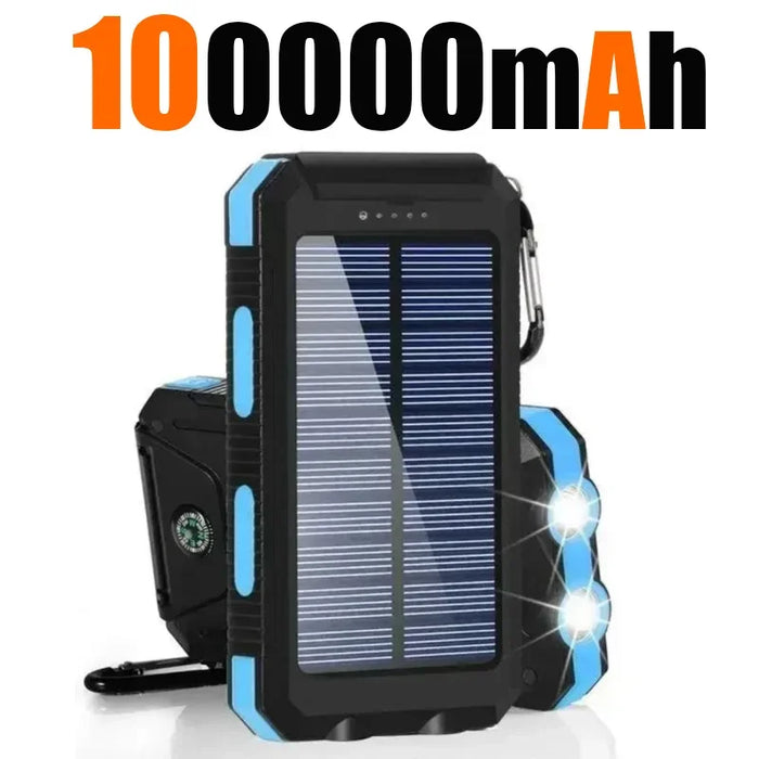 NEW 200000mAh Solar Power Bank Portable Charging Poverbank External Battery Charger Strong Light LDE Light for All Smartphones