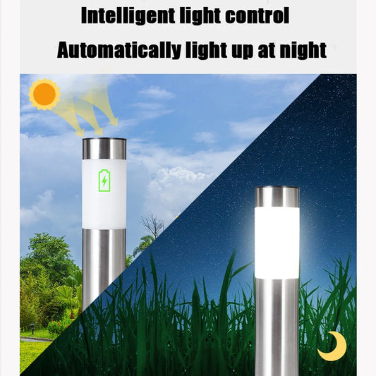 Solar Garden Pathway Lights Outdoor LED Lighting Ground Plug Bollard Light for Patio Gardens Pathways Lawn Yard