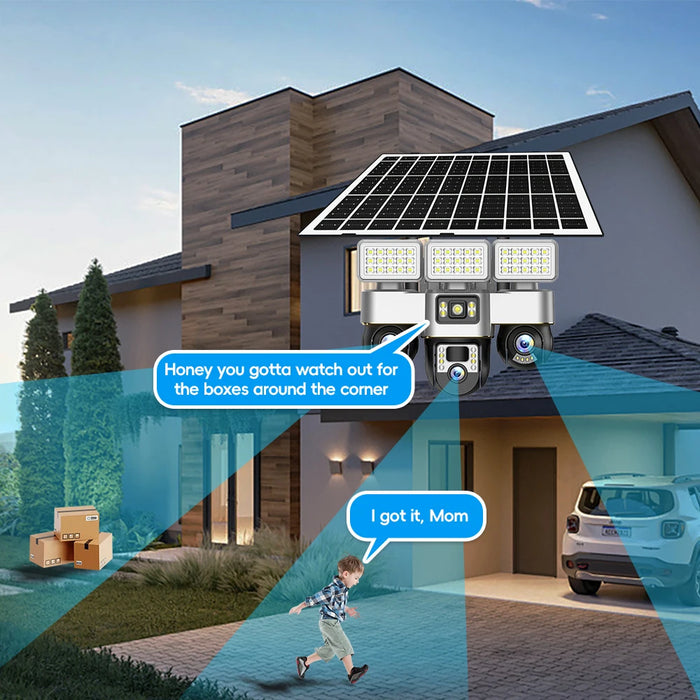 Solar Cameras 4G 15MP Three PTZs Len PIR Human Tracking Security CCTV Surveillance IP Camera PTZs control Wifi security cameras