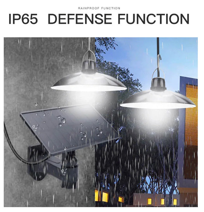 Solar Powered Pendant Light Single/Double Head Outdoor Waterproof LED Light With Remote Control Pendant Light Camping Garden