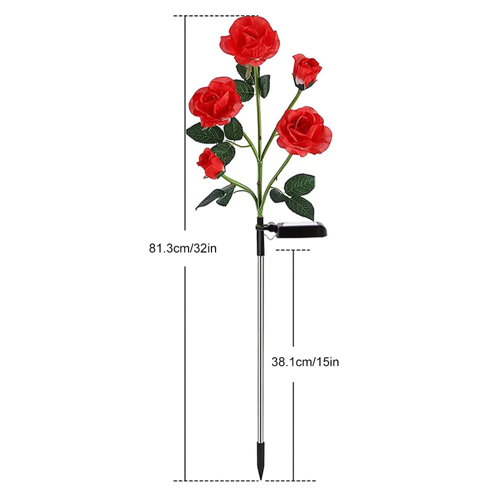 Solar Rose Flower Light Waterproof Garden Landscape Lamp Lawn Yard Pathway Light Simulation Flower Light Decorative Garden Light