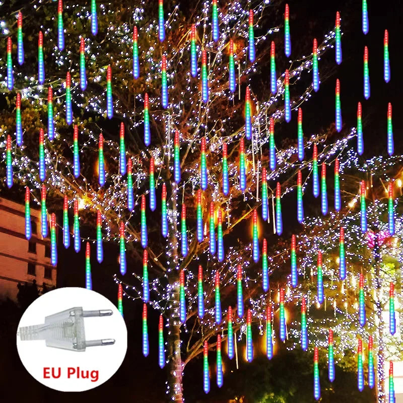 Solar LED String Lights 30CM Meteor Shower Fairy Garland Outdoor Garden Street Lamp Christmas Tree Decorations