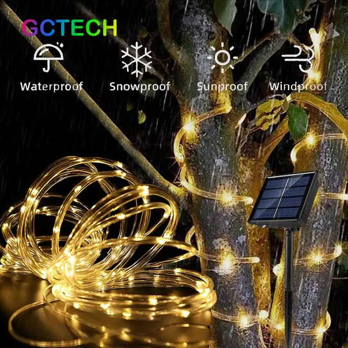 Led Solar String Light Outdoor Tube Rope Lights Waterproof Tube Lights for Outdoor Home Garden Parties Decor Led Lights Outdoor