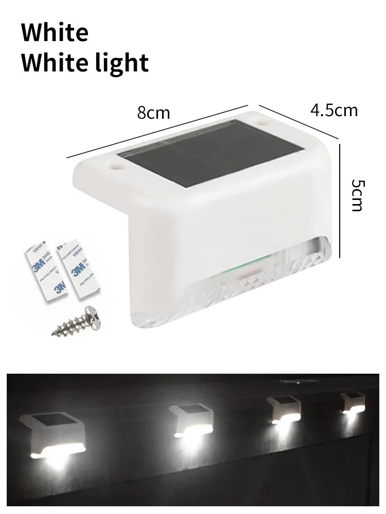 LED Solar Step Lights Outdoor Fence Light Garden Decorative Wall Lamp Waterproof For Courtyard Yard Pathway Railing Lighting