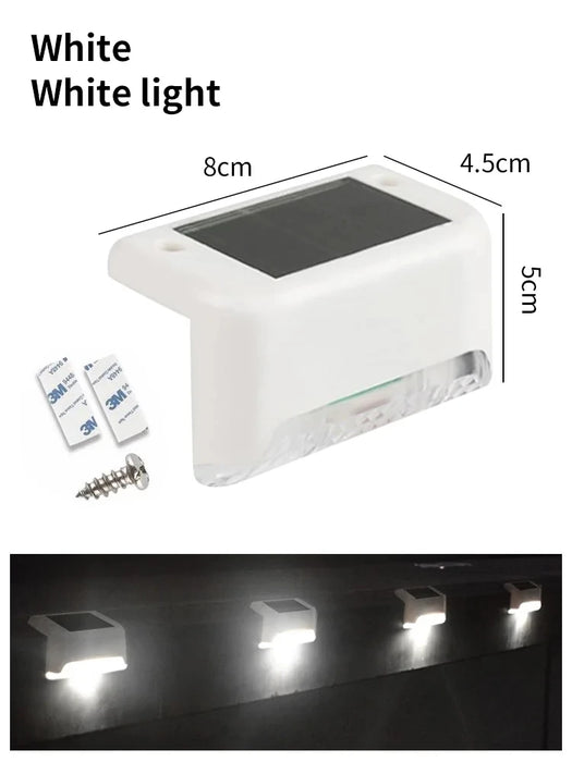 LED Solar Step Lights Outdoor Fence Light Garden Decorative Wall Lamp Waterproof For Courtyard Yard Pathway Railing Lighting