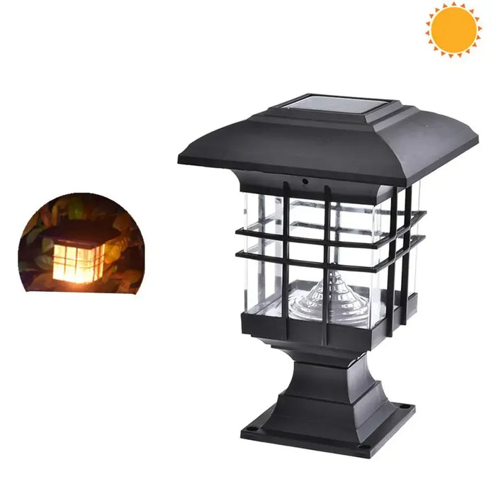 LED Solar Light Column Headlight Solar Powered Pillar Lamp Outdoor Waterproof Wall Light for Courtyard Garden Decor Light