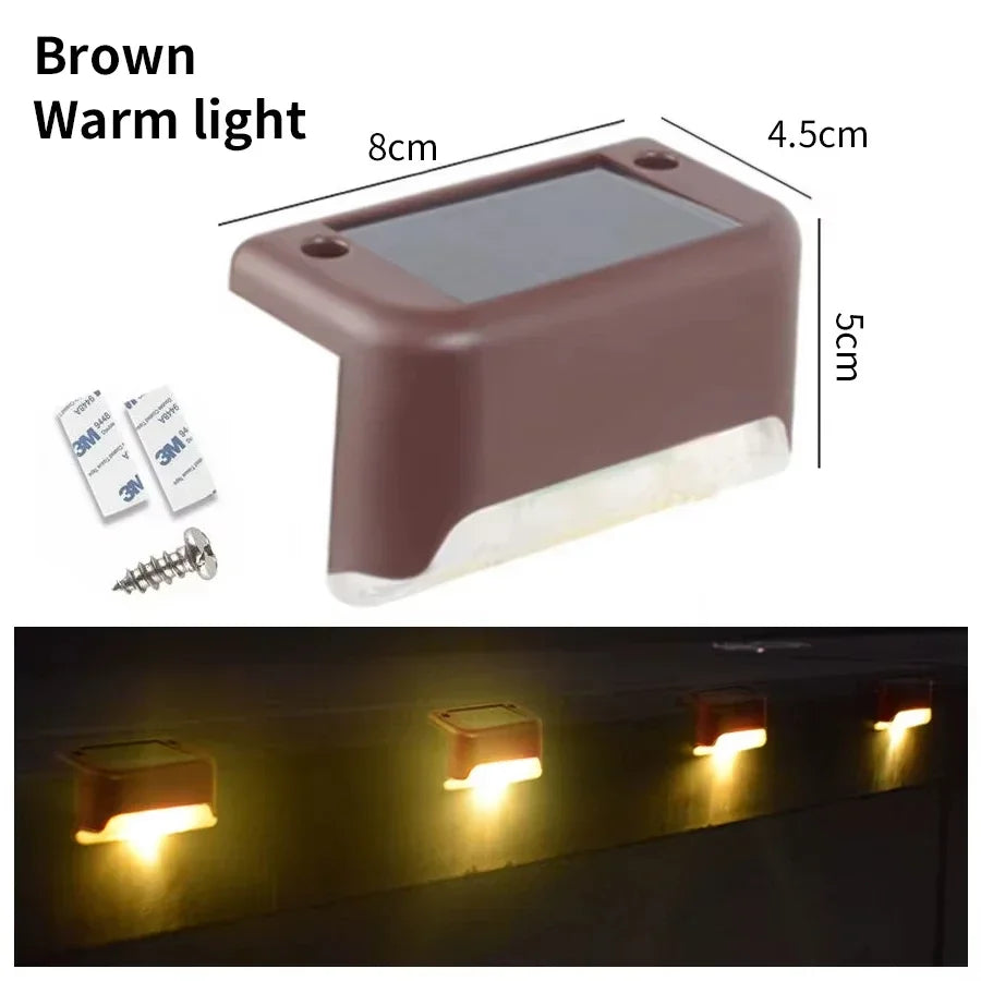 Waterproof Solar Stairs Light Outdoor LED Step Lamp Solar Powered Lighting for Deck Fence Pathway Railing Yard Garden Decoration