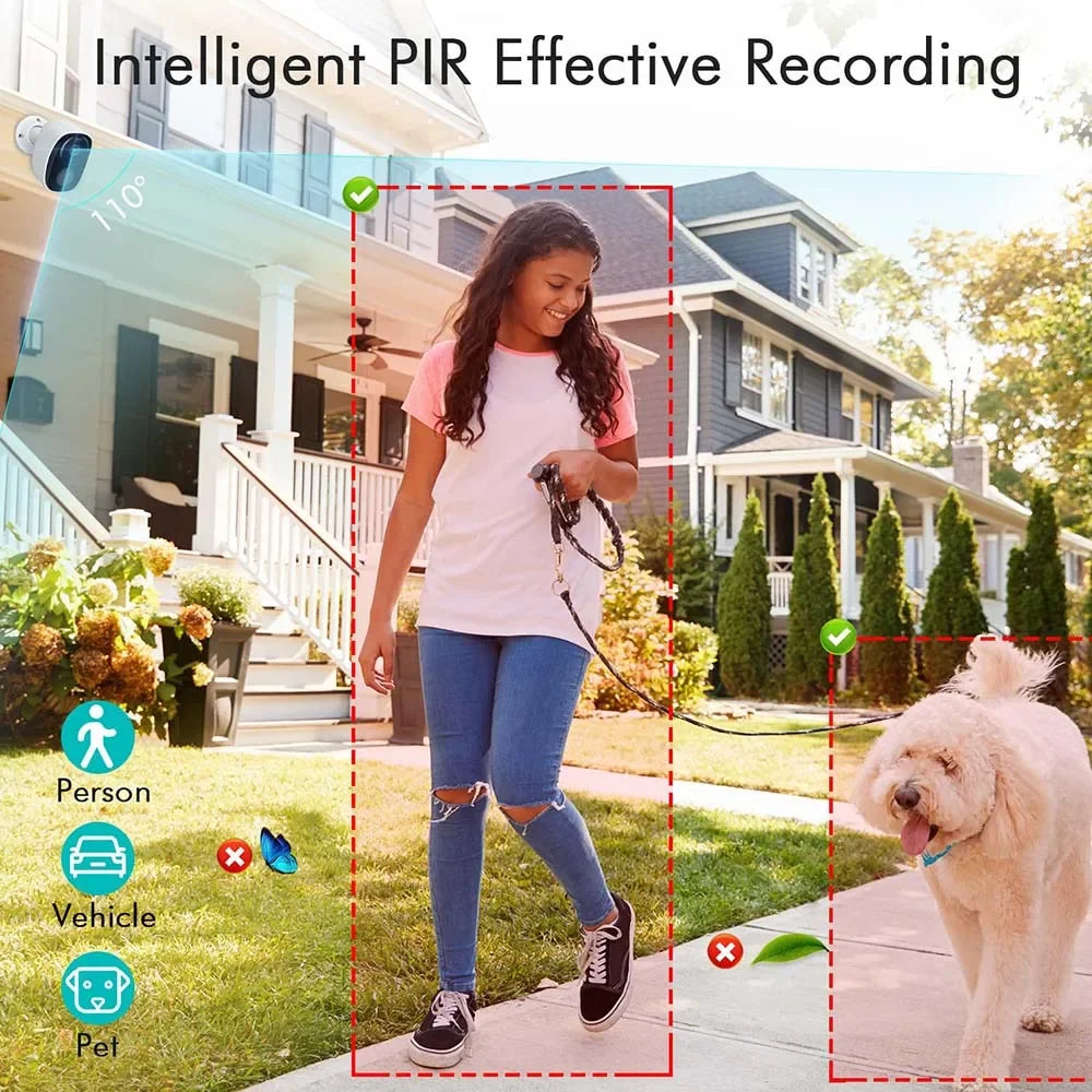 SANSCO 5MP Solar WIFI Surveillance Camera PIR Motion Detection 110° Wide Angle Outdoor Wireless Battery Security Protection CCTV
