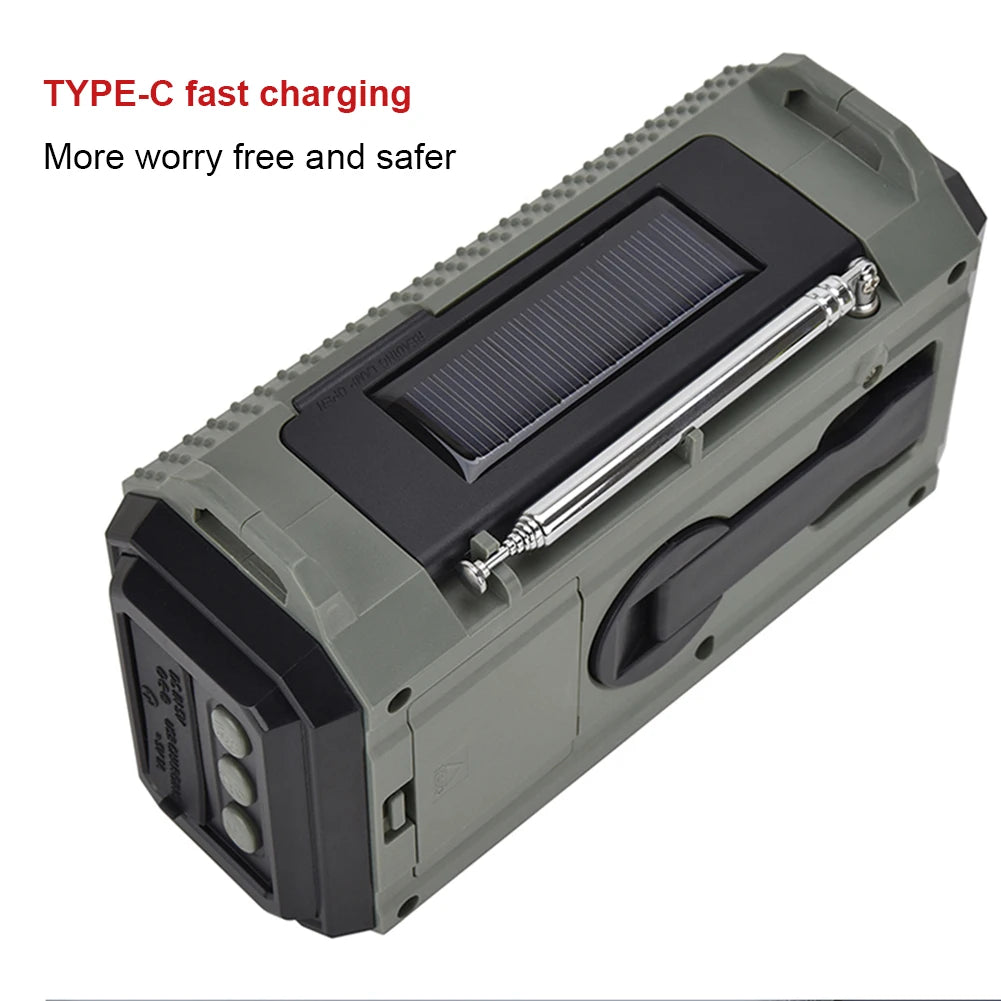 10000MAh Portable Emergency Solar Power Radio Hand Crank AM FM SW NOAA Weather Radio Led Reading Flashlight Phone Power Bank